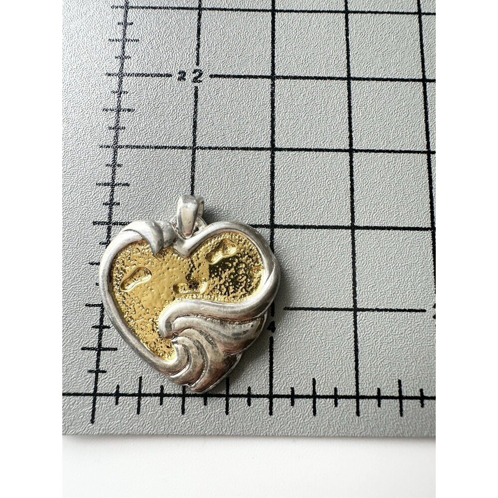 Sterling Silver & Gold Overlay Gorham Heart Pendant “Footprints” - Picture 4 of 7